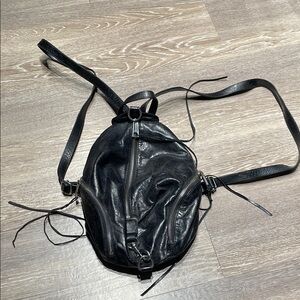 Black Leather Women's Mini Backpack